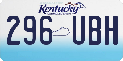 KY license plate 296UBH