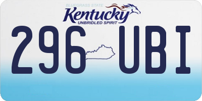 KY license plate 296UBI