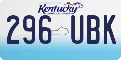 KY license plate 296UBK