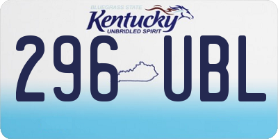 KY license plate 296UBL