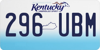 KY license plate 296UBM