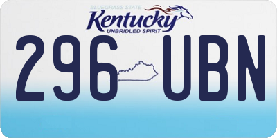 KY license plate 296UBN
