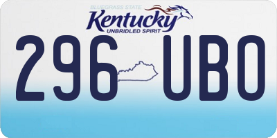 KY license plate 296UBO
