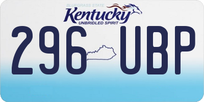 KY license plate 296UBP