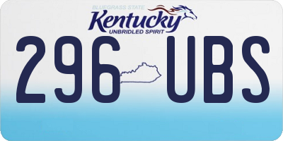 KY license plate 296UBS
