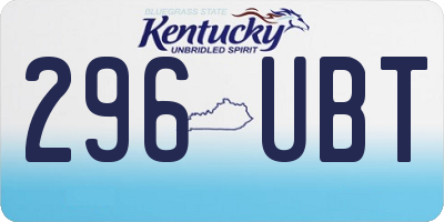KY license plate 296UBT