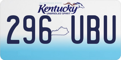 KY license plate 296UBU
