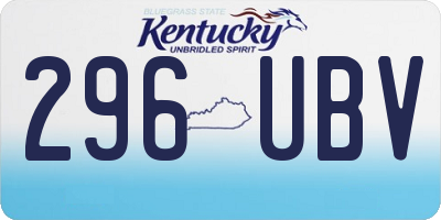 KY license plate 296UBV