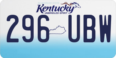 KY license plate 296UBW