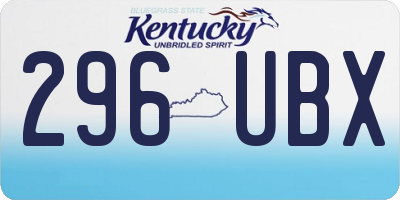 KY license plate 296UBX