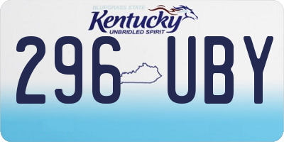 KY license plate 296UBY