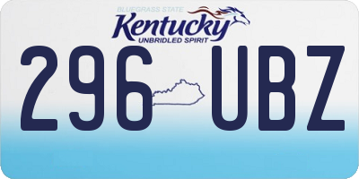 KY license plate 296UBZ
