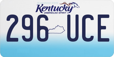 KY license plate 296UCE