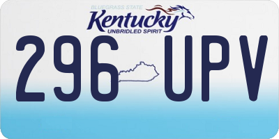 KY license plate 296UPV