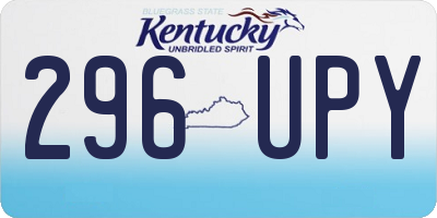 KY license plate 296UPY