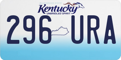 KY license plate 296URA