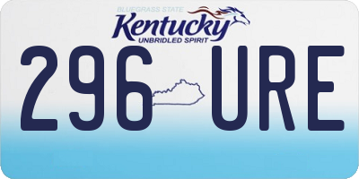 KY license plate 296URE