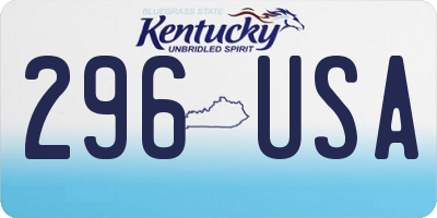 KY license plate 296USA