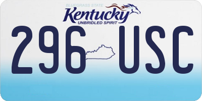 KY license plate 296USC