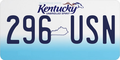 KY license plate 296USN