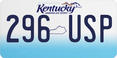 KY license plate 296USP