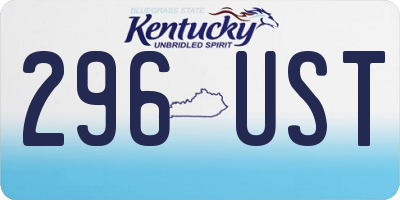 KY license plate 296UST