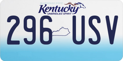 KY license plate 296USV