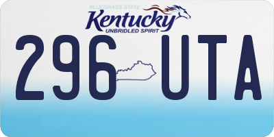 KY license plate 296UTA