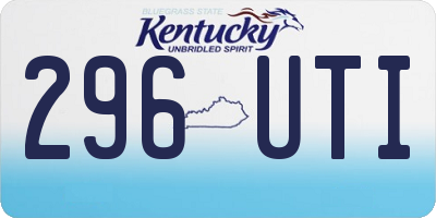 KY license plate 296UTI