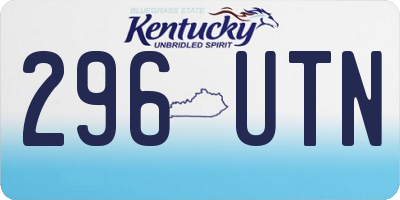 KY license plate 296UTN