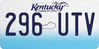 KY license plate 296UTV