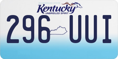 KY license plate 296UUI