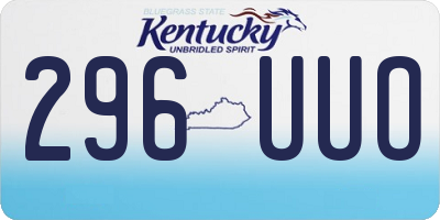 KY license plate 296UUO