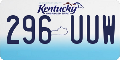 KY license plate 296UUW