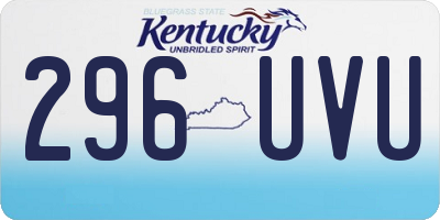 KY license plate 296UVU