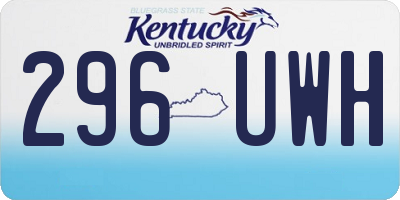KY license plate 296UWH