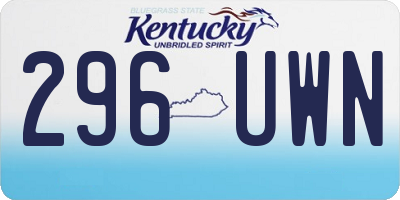 KY license plate 296UWN