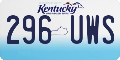 KY license plate 296UWS