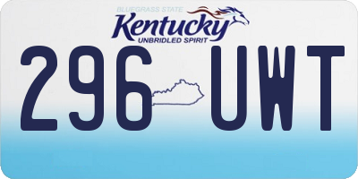KY license plate 296UWT