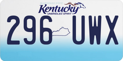 KY license plate 296UWX