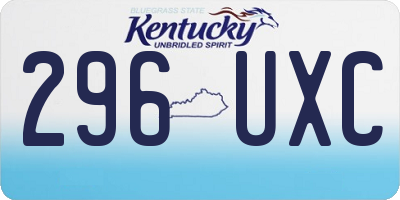 KY license plate 296UXC