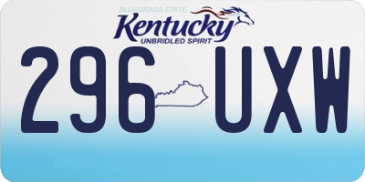 KY license plate 296UXW