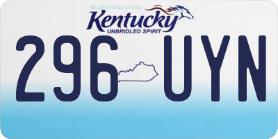 KY license plate 296UYN