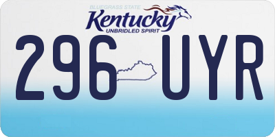 KY license plate 296UYR