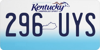 KY license plate 296UYS