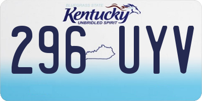 KY license plate 296UYV