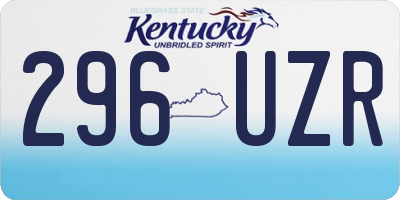 KY license plate 296UZR