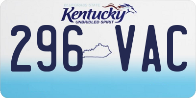 KY license plate 296VAC