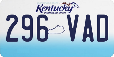 KY license plate 296VAD