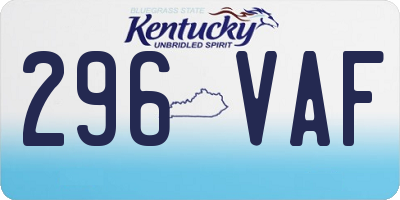 KY license plate 296VAF